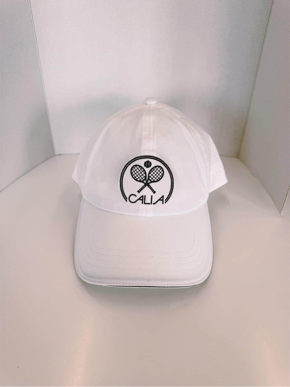 NWT CALIA Pure White Ponytail Tennis Logo Performance Adjustable Hat - Picture 3 of 7